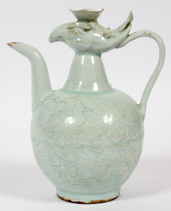 CHINESE CELADON PORCELAIN FIGURAL TEAPOT (1 of 2)