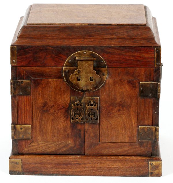 CHINESE TEAKWOOD JEWELRY CHEST (1 of 2)