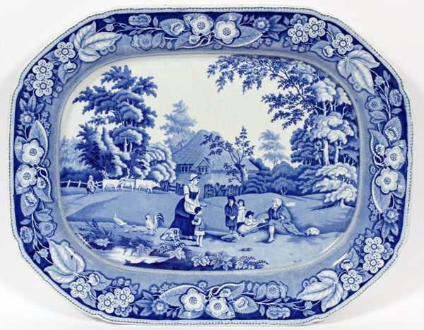 STAFFORDSHIRE BLUE & WHITE TRANSFER PLATTER 19TH C. (1 of 2)