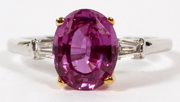OVAL 3.04CT NATURAL PINK SAPPHIRE RING (1 of 3)