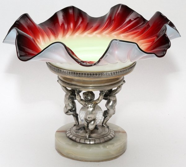 PAIRPOINT SILVERPLATE AND GLASS FIGURAL CENTERPIECE (1 of 2)