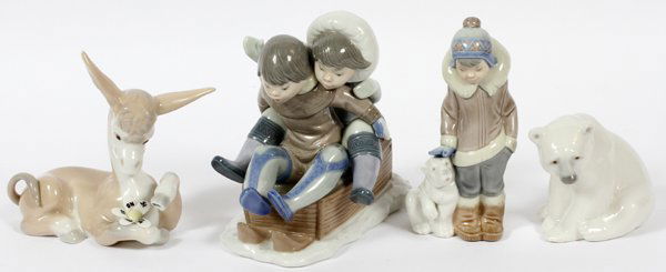 LLADRO PORCELAIN FIGURES AND ANIMALS 4 PIECES (1 of 2)