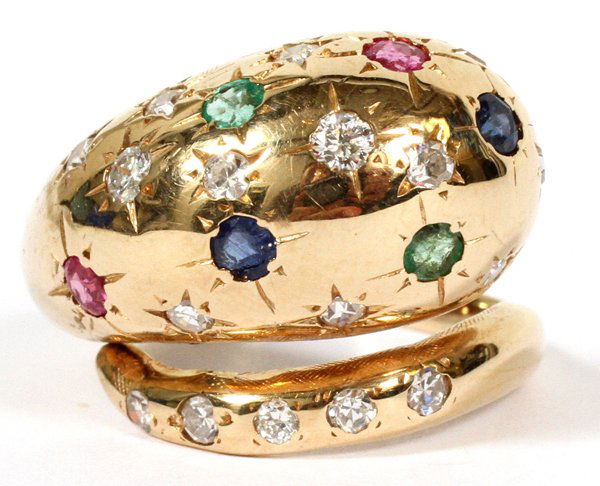 LADY'S MIXED GEM STONE RING 14KT. (1 of 2)