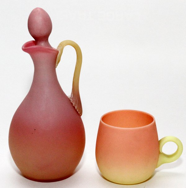 MT. WASHINGTON BURMESE CRUET AND PEACHBLOW MUG (1 of 1)
