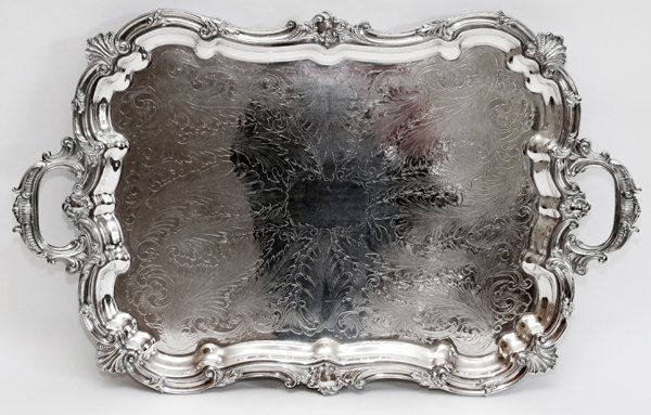 ENGLISH ELECTROPLATE SILVER SERVING TRAY OVERALL (1 of 2)