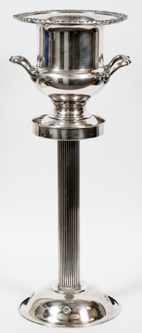 SILVERPLATE CHAMPAGNE COOLER AND STAND 2 PIECES (1 of 1)