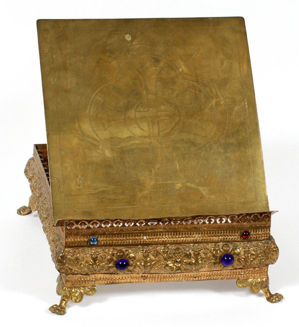 VINTAGE JEWELED BRASS BIBLE STAND (1 of 2)