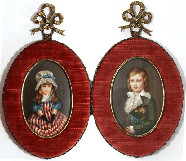 IDA CALZOLARI ITALIAN FRAMED MINIATURES PAIR (1 of 3)