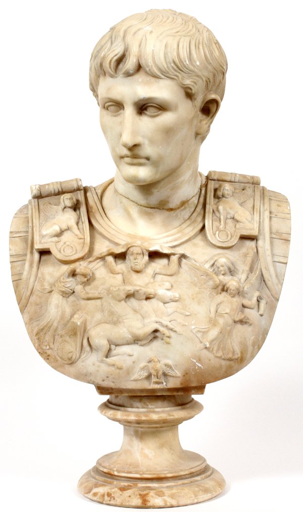 ITALIAN CARVED MARBLE BUST ROMAN EMPEROR (1 of 5)