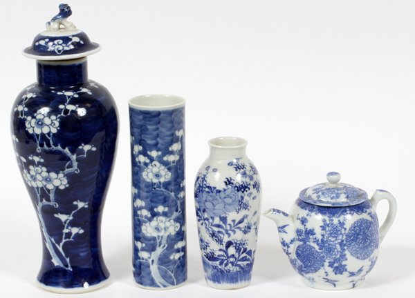 CHINESE BLUE WHITE PORCELAIN COLLECTION FOUR PIECES (1 of 2)