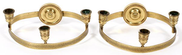 FRENCH EMPIRE D'ORE BRONZE THREE LIGHT WALL SCONCES (1 of 2)