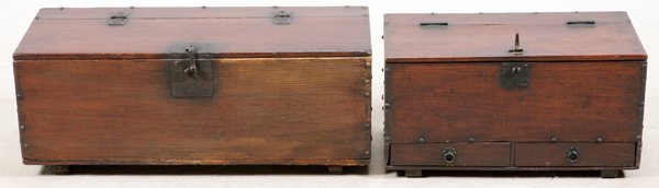 CHINESE PINE CHESTS 19TH C. 2 PIECES (1 of 2)