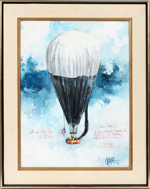 OIL ON CANVAS DOUBLE EAGLE II HOT AIR BALLOON 1978 (1 of 3)