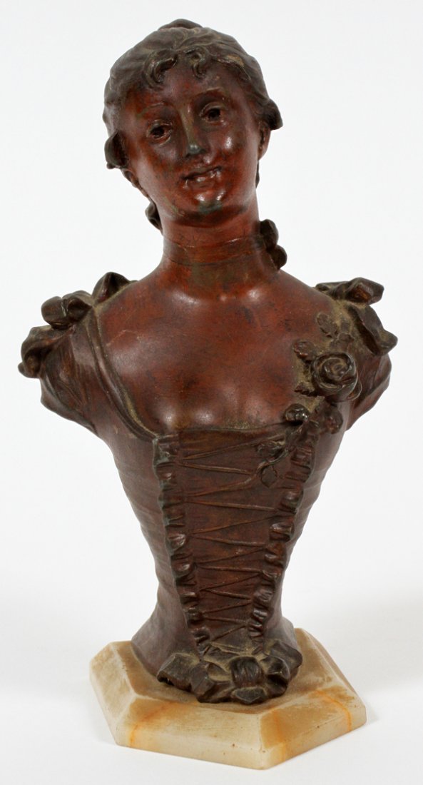 AFTER SYLVAIN KINSBURGER SPELTER BUST OF A WOMAN (1 of 4)