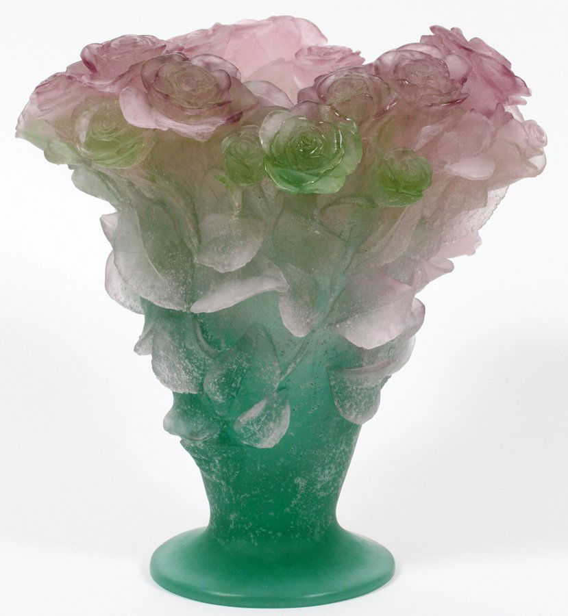 DAUM PATE DE VERRE 'ROSES' VASE Lot 111024