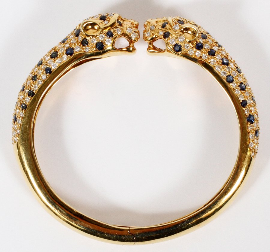CARTIER STYLE 18KT YELLOW GOLD BANGLE BRACELET (1 of 2)