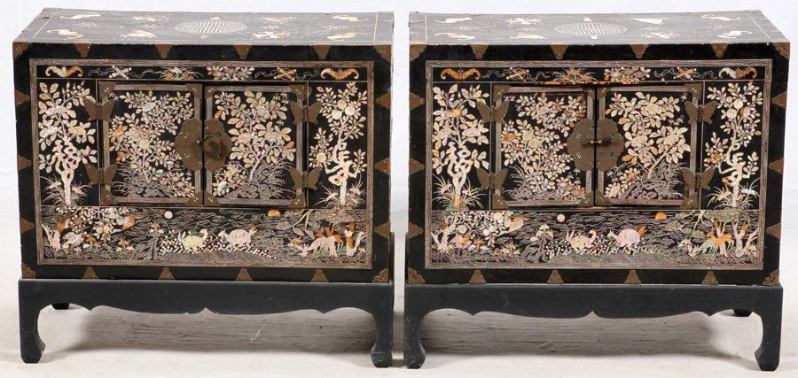 CHINESE BLACK LACQUER AND MOTHER-OF-PEARL CABINETS (1 of 5)