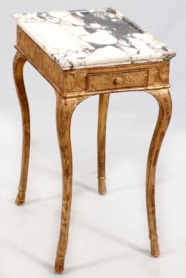 FLORENTINE WHITE MARBLE AND GILT END TABLE (1 of 6)
