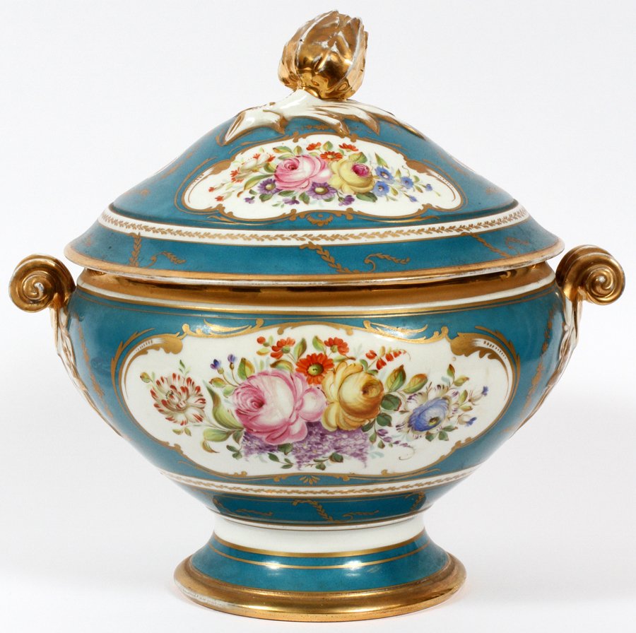 FRENCH SEVRES PORCELAIN TUREEN W/ COVER 19TH.C. (1 of 3)
