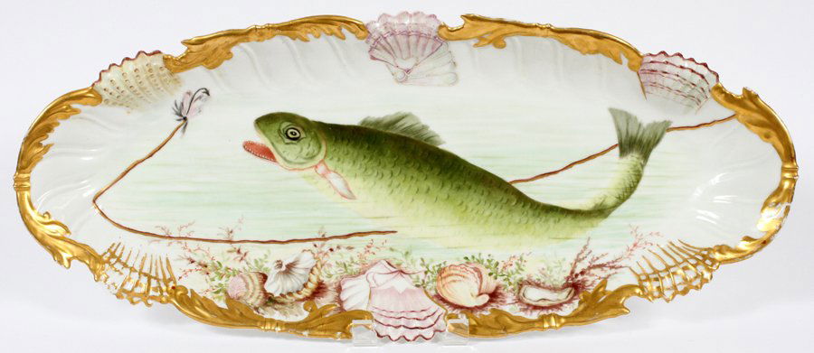 T & V LIMOGES FISH PLATTER CIRCA 1880 (1 of 3)
