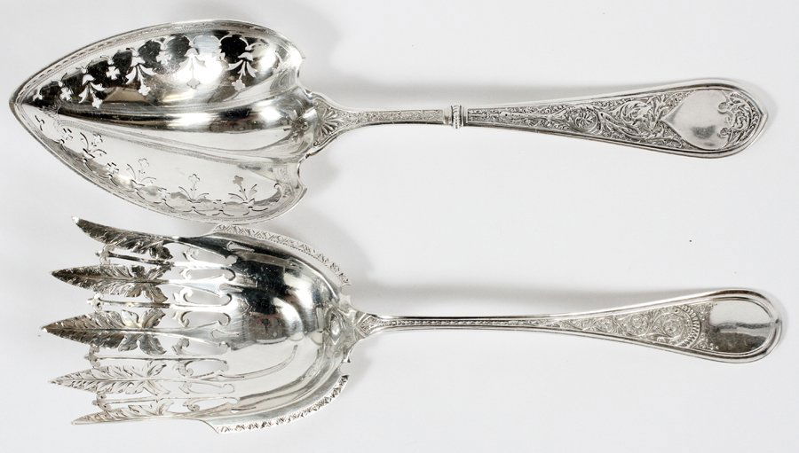 GORHAM STERLING SERVING FORK & SPOON CIRCA 1890 (1 of 3)