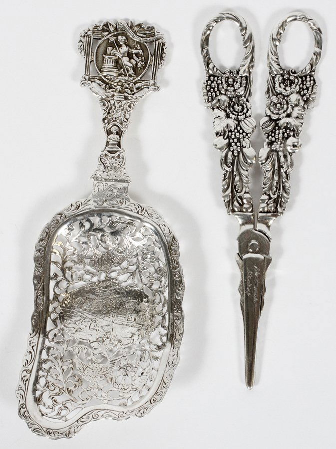 STERLING GRAPE SCISSORS & DUTCH SILVER SPOON (1 of 3)