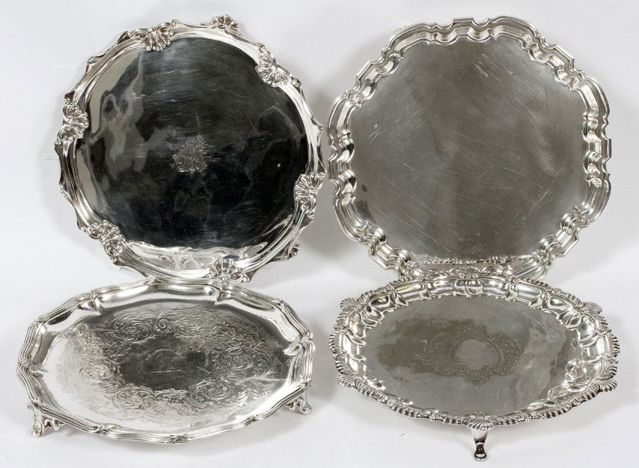 ANTIQUE SILVER-PLATE FOOTED TRAYS 4 (1 of 2)