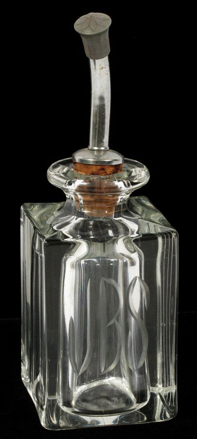 ETCHED GLASS INITIALS J.B.S. COLOGNE BOTTLE (1 of 1)