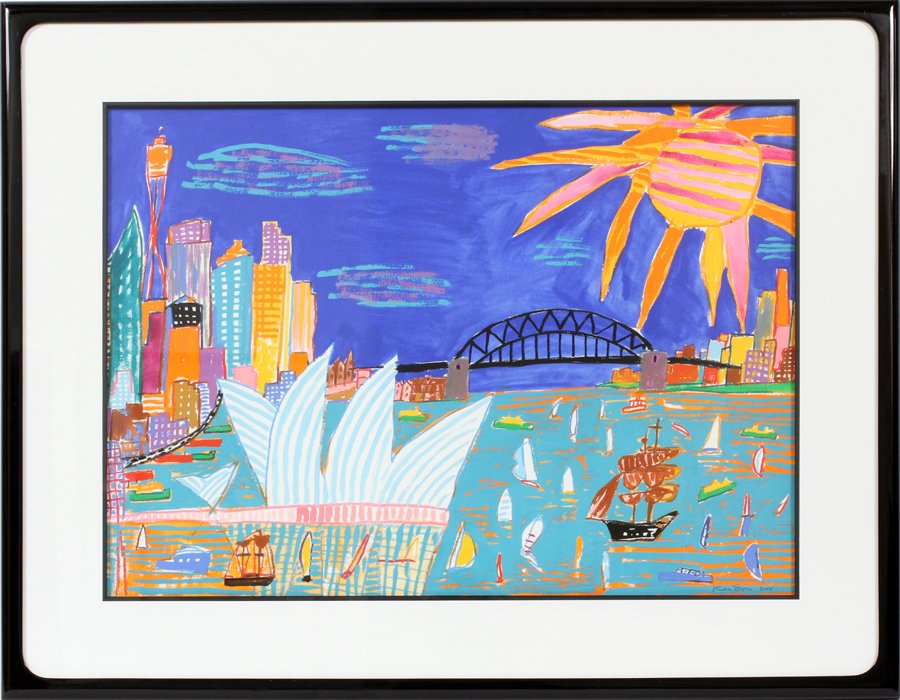 KEN DONE, OIL, CRAYON, GOUACHE: KEN DONE, OIL, CRAYON, GOUACHE H 21" W 29" SYDNEY, LATE SUMMER III:Sydney, Australia. Signed and dated 2000. From the Estate of Jean Mayer, Bloomfield Hills, Mich.