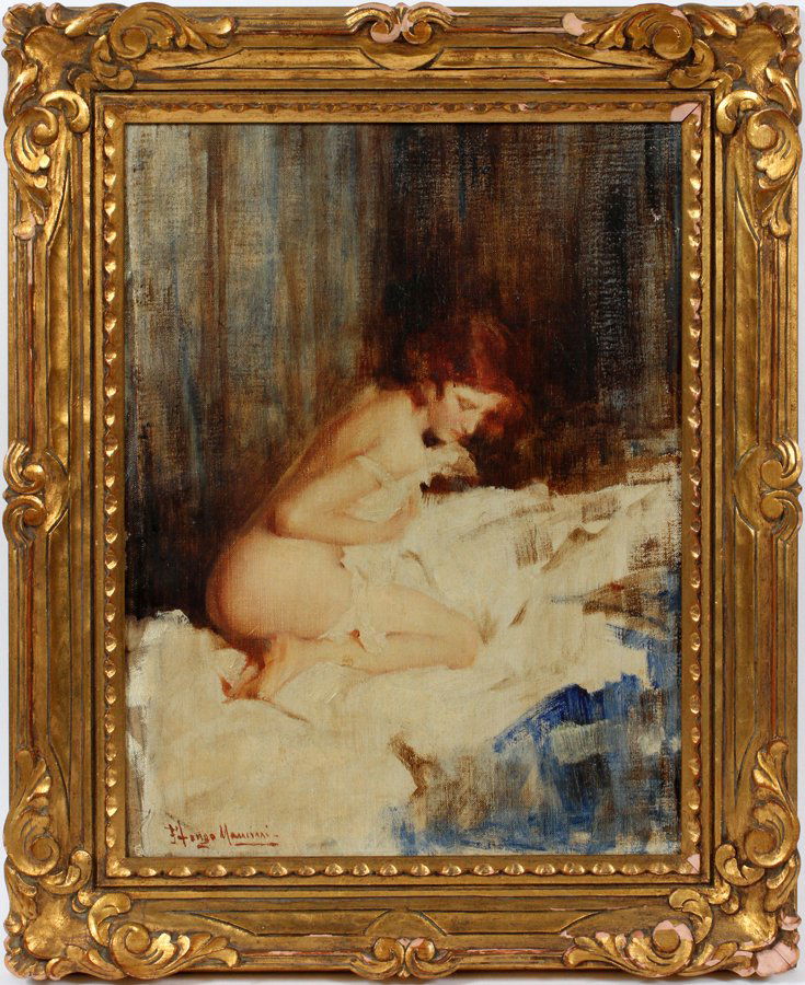 ILLEGIBLY SIGNED OIL ON CANVAS (1 of 3)