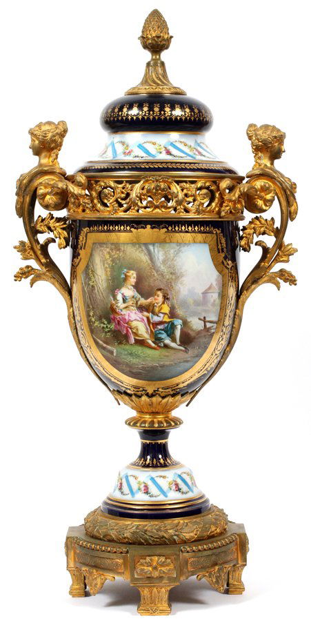 SEVRES PORCELAIN & BRONZE-MOUNTED COVERED URN (1 of 8)