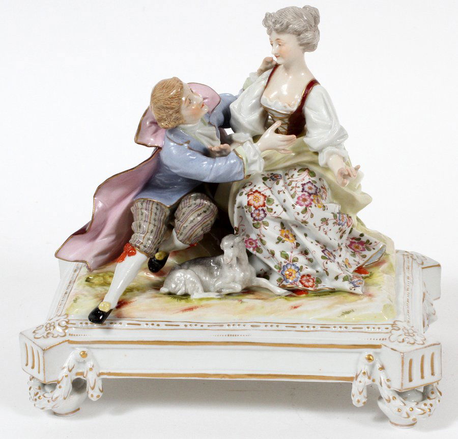 GERMAN PORCELAIN PLATEAU COURTING SCENE (1 of 3)