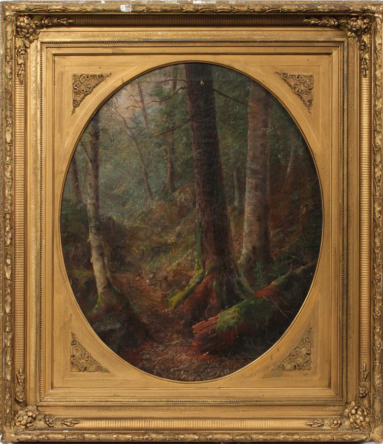 CANADIAN SCHOOL OVAL OIL ON CANVAS C. 1850 (1 of 6)