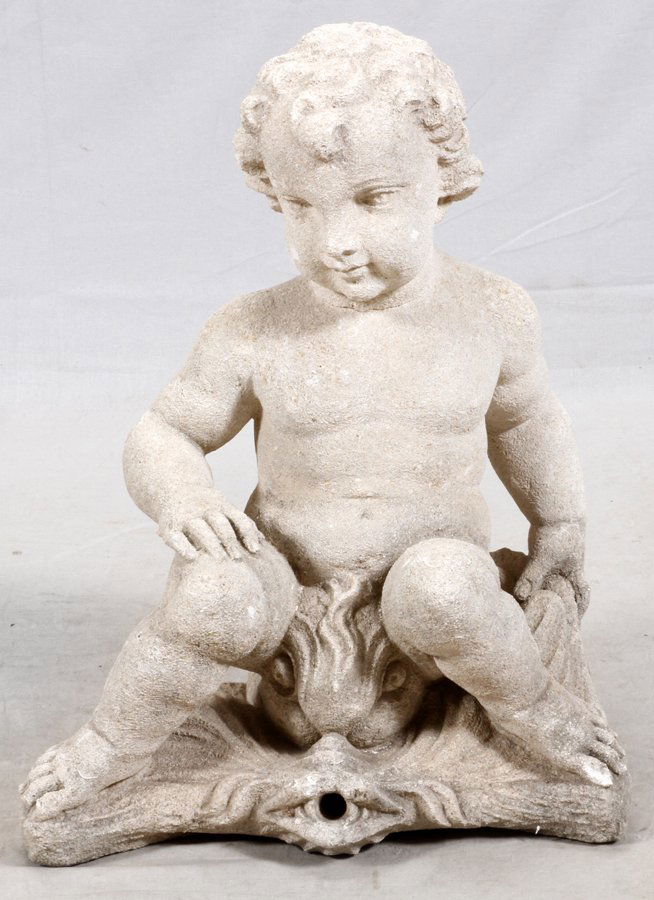 MODERN CAST STONE GARDEN PUTTI (1 of 2)