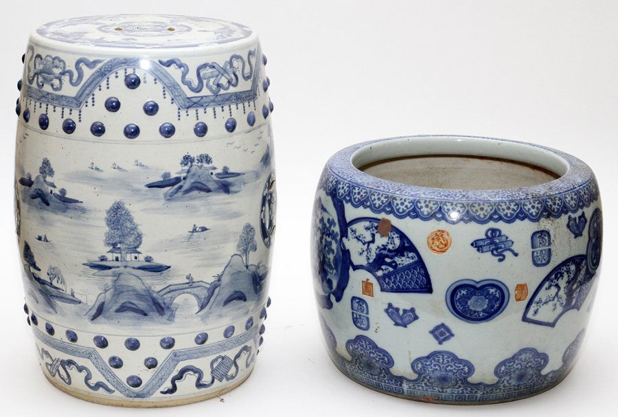 CHINESE PORCELAIN PLANTER & GARDEN BENCH (1 of 1)