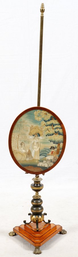 ENGLISH REGENCY LADY'S FIRESCREEN 19TH C. (1 of 3)