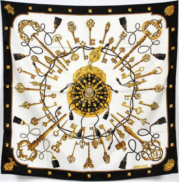 HERMES 'LES CLEFS' SILK SCARF (1 of 2)