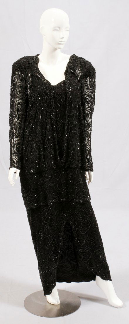 JUDITH ANN BLACK SEQUIN AND BEADED DRESS (1 of 2)