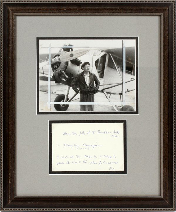 DOUGLAS CORRIGAN CARD AND PRESS RELEASE PHOTO (1 of 3)