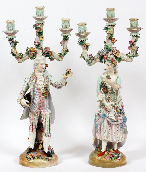 MEISSEN PORCELAIN FIGURAL CANDELABRA PAIR (1 of 3)