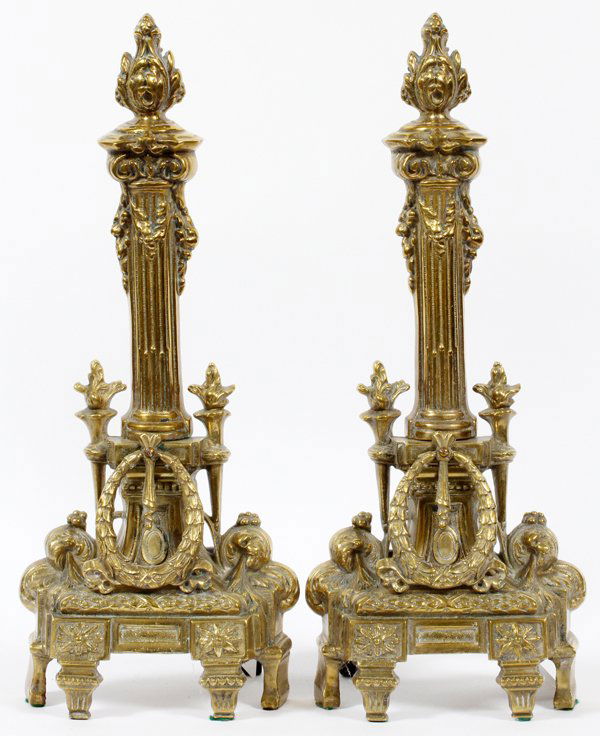FRENCH BRONZE ANDIRONS 19TH.C. PAIR (1 of 3)
