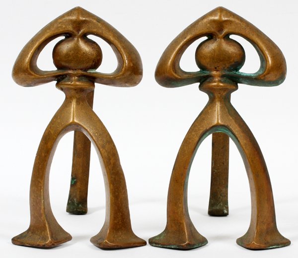 ART DECO BRONZE ANDIRONS & BELLOWS (1 of 4)