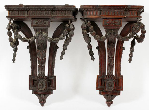 REGENCY MAHOGANY CURIO BRACKETS PAIR (1 of 3)