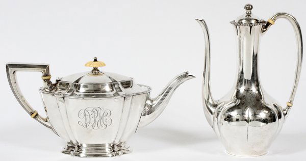 AMERICAN STERLING SILVER TEA AND COFFEE POTS (1 of 6)