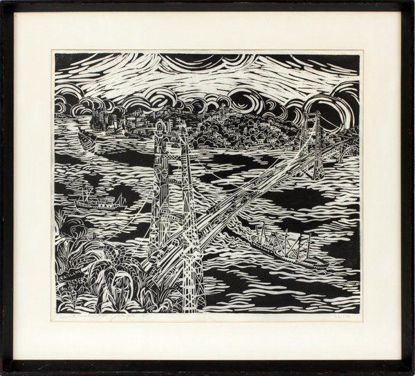 BERND KROEBER WOODCUT ON PAPER 1969 (1 of 4)