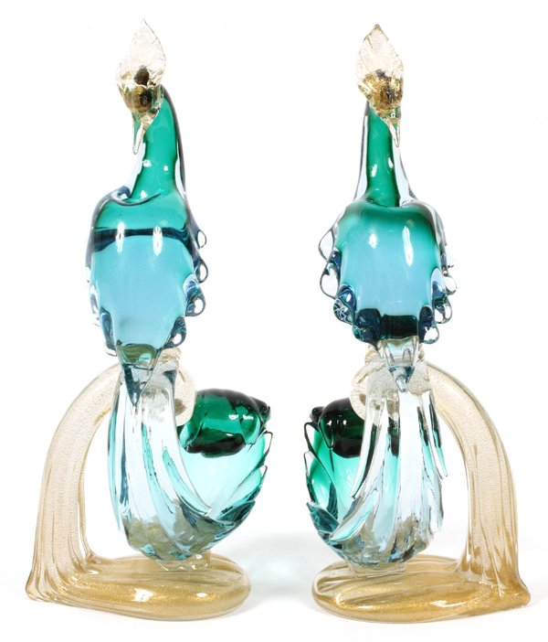 MURANO GLASS PEACOCKS PAIR (1 of 2)