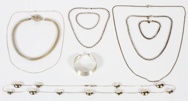 STERLING SILVER NECKLACES AND BRACELETS 10 PIECES (1 of 4)