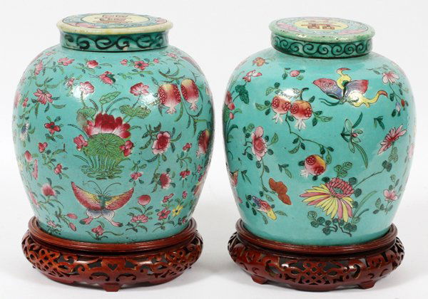CHINESE PORCELAIN GINGER JARS PAIR (1 of 2)