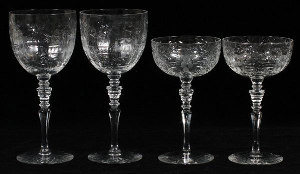 FRENCH CUT CRYSTAL STEMWARE 22 PIECES (1 of 2)