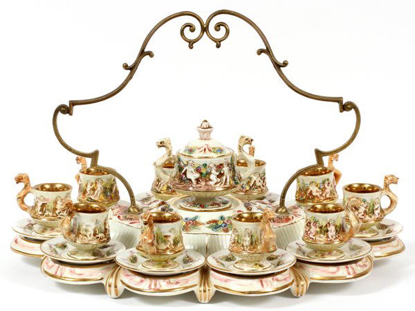 R. CAPODIMONTE PORCELAIN DEMITASSE TEA SERVICE (1 of 6)